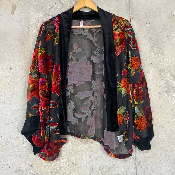 Xhilaration Sweaters - Target xhilaration crushed velvet sheer floral open front kimono xl/xxl